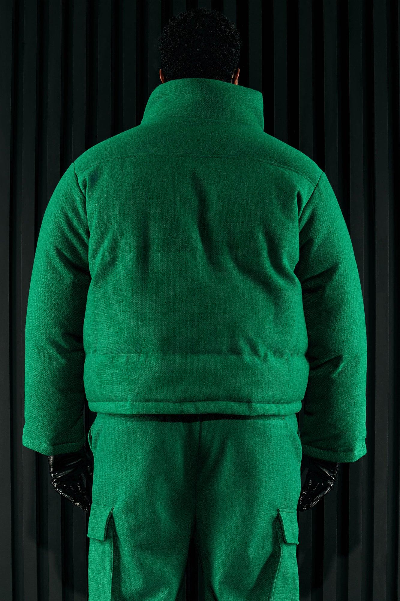 Wilder Textured Weave Cropped Puffer - Green Product Image