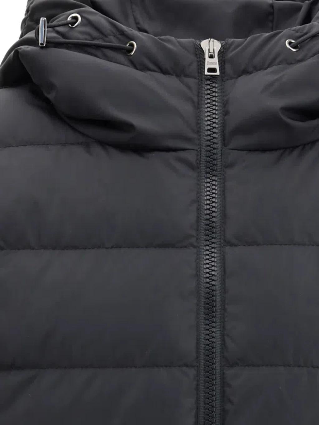 HERNO Padded Bomber Jacket With Wool Sleeves Clothing In Black Product Image