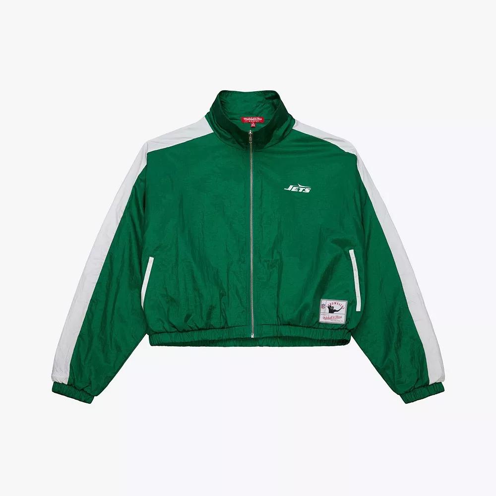 Women's Mitchell & Ness Green New York Jets Nylon Cropped Full-Zip Jacket,  Product Image