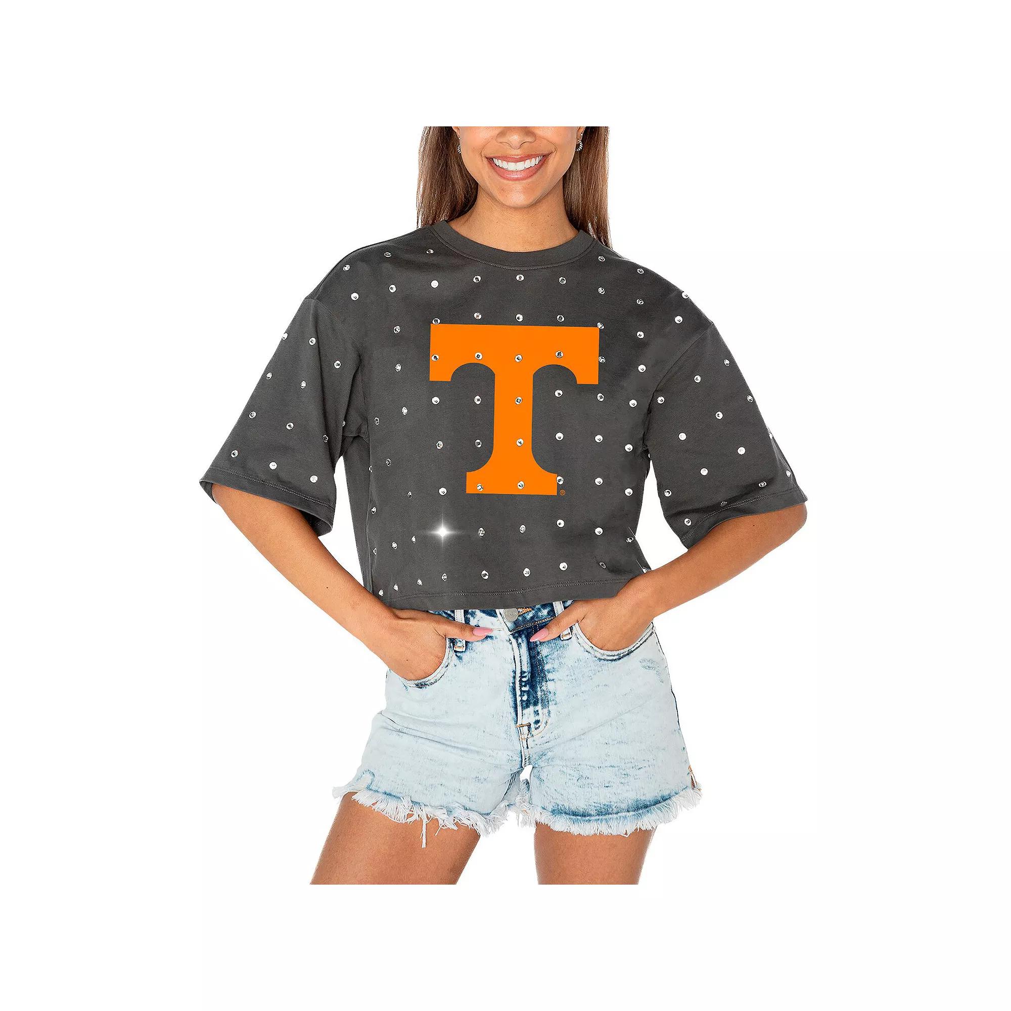 Women's Gameday Couture Gray Tennessee Volunteers Go Time Rhinestone Crop T-Shirt, Size: Large, Grey Product Image