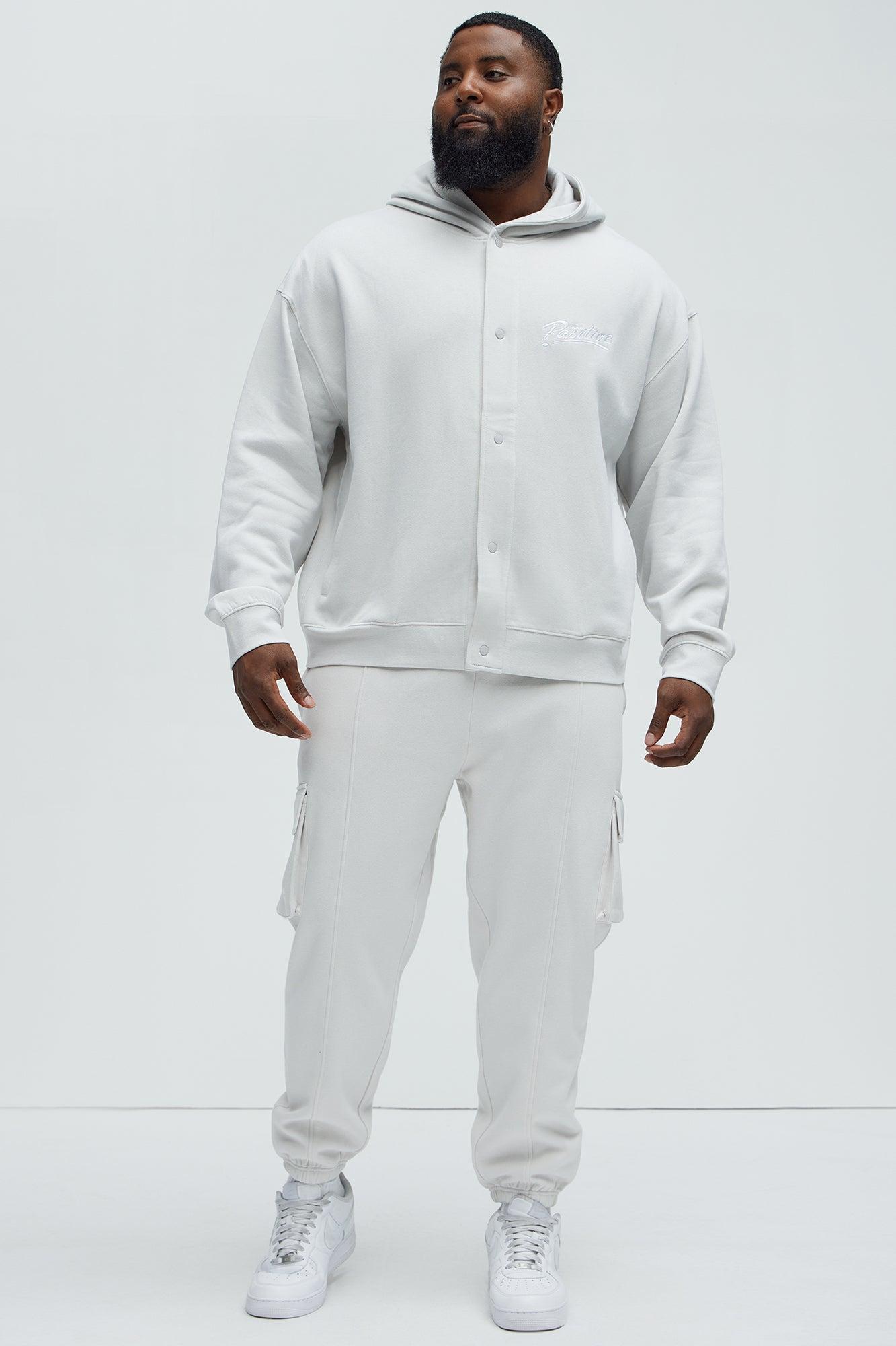 Good Vibe Hooded Varsity Jacket - Grey Product Image