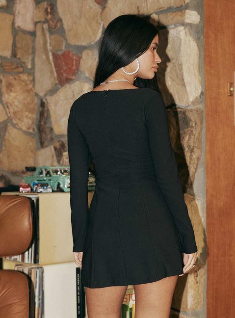 Lunara Long Sleeve Mini Dress Black Product Image