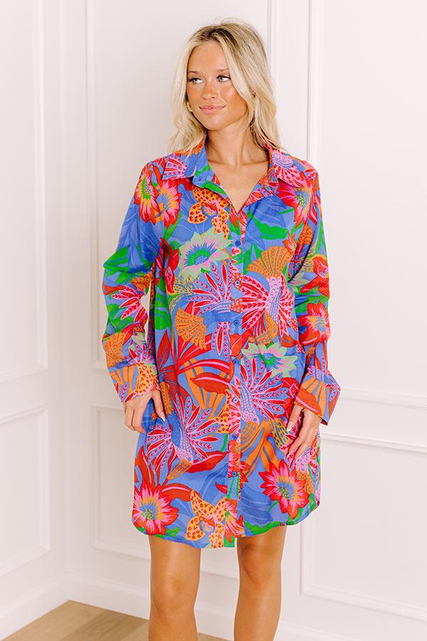 Tropic Allure Floral Button Down Mini Dress Product Image