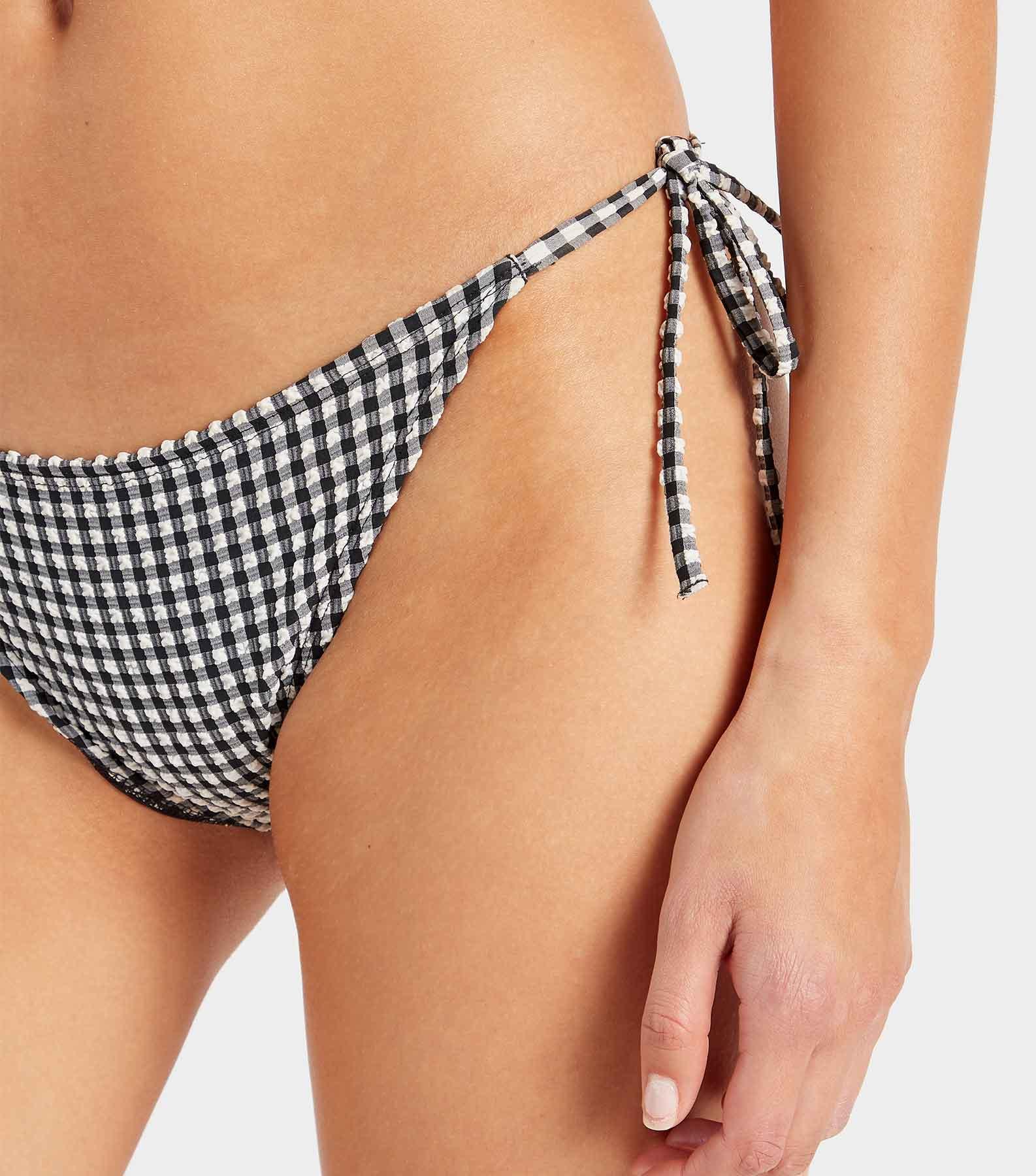 Gingham Seersucker Sabrina Bikini - Black Gingham Product Image