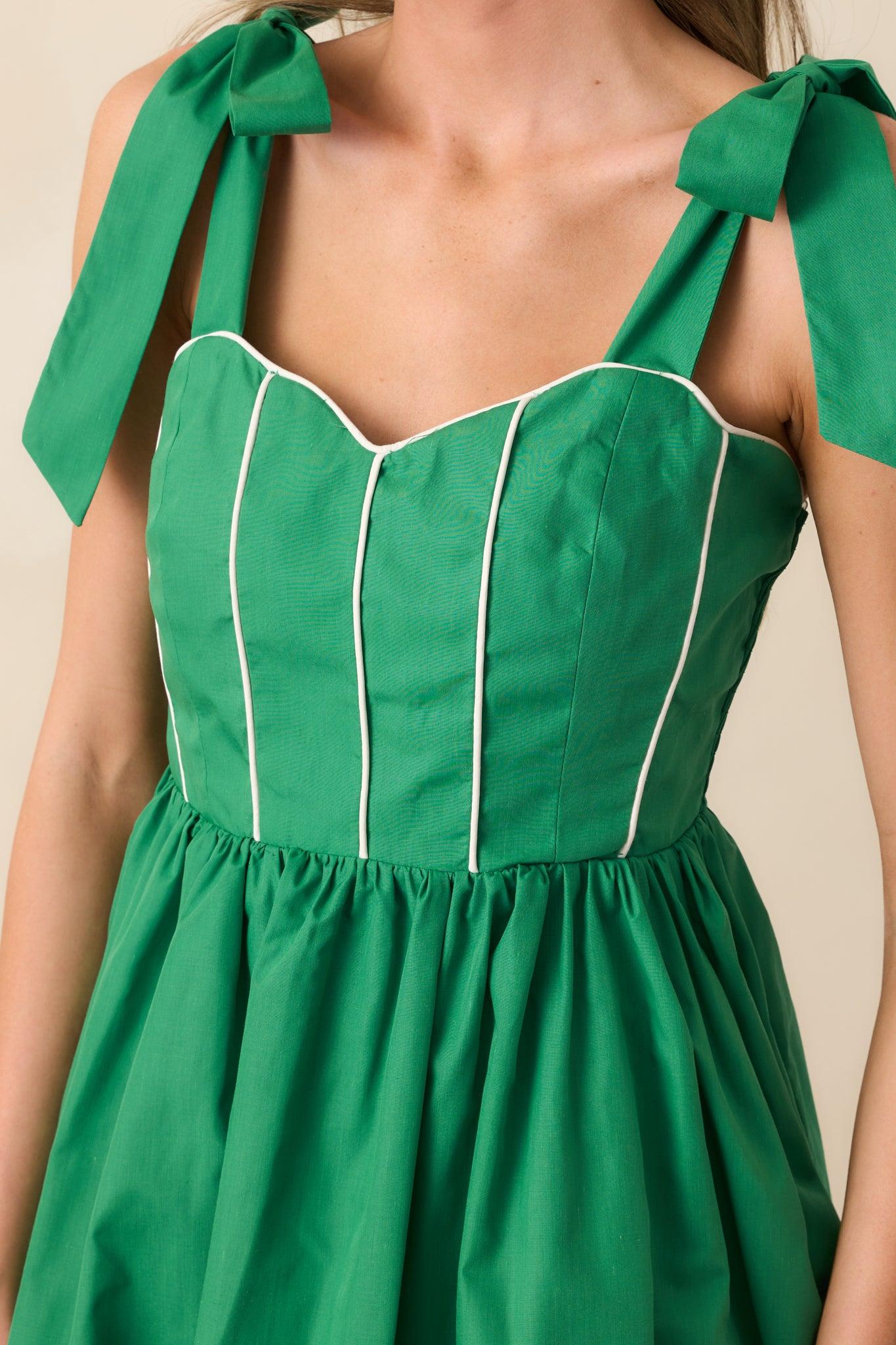 Love Without Limits Kelly Green Bow Strap Mini Dress Product Image
