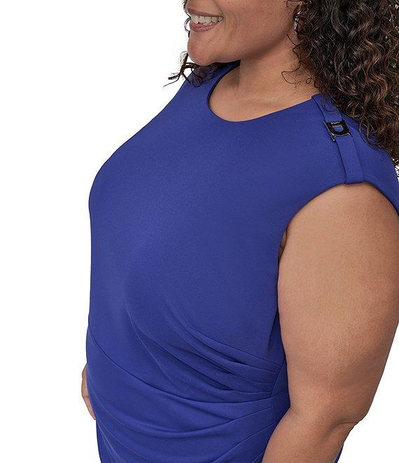 DKNY by Donna Karan Plus Size Cap Sleeve Side Ruched Sheath Dress Product Image