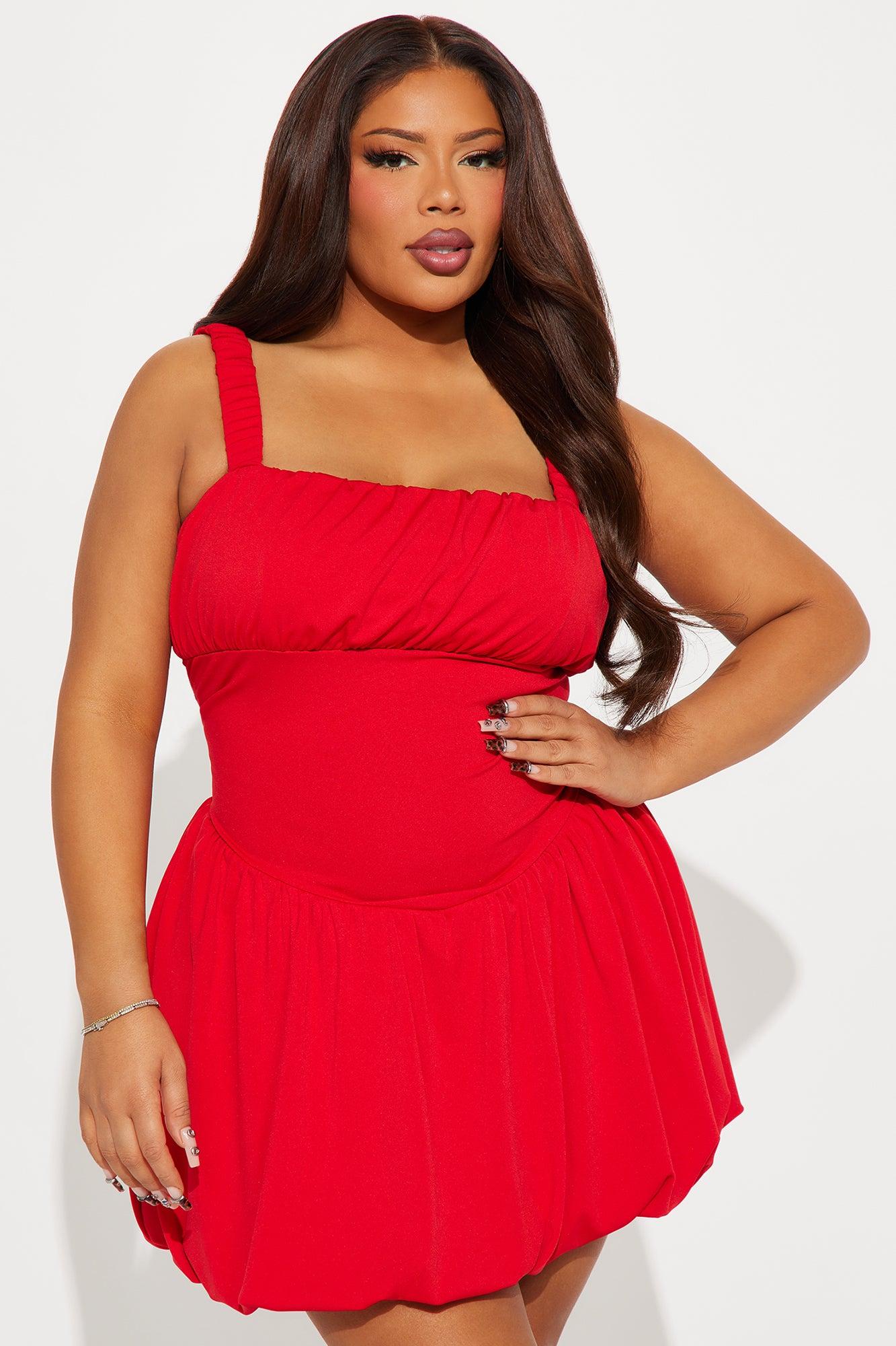 Carmela Bubble Mini Dress - Red Product Image