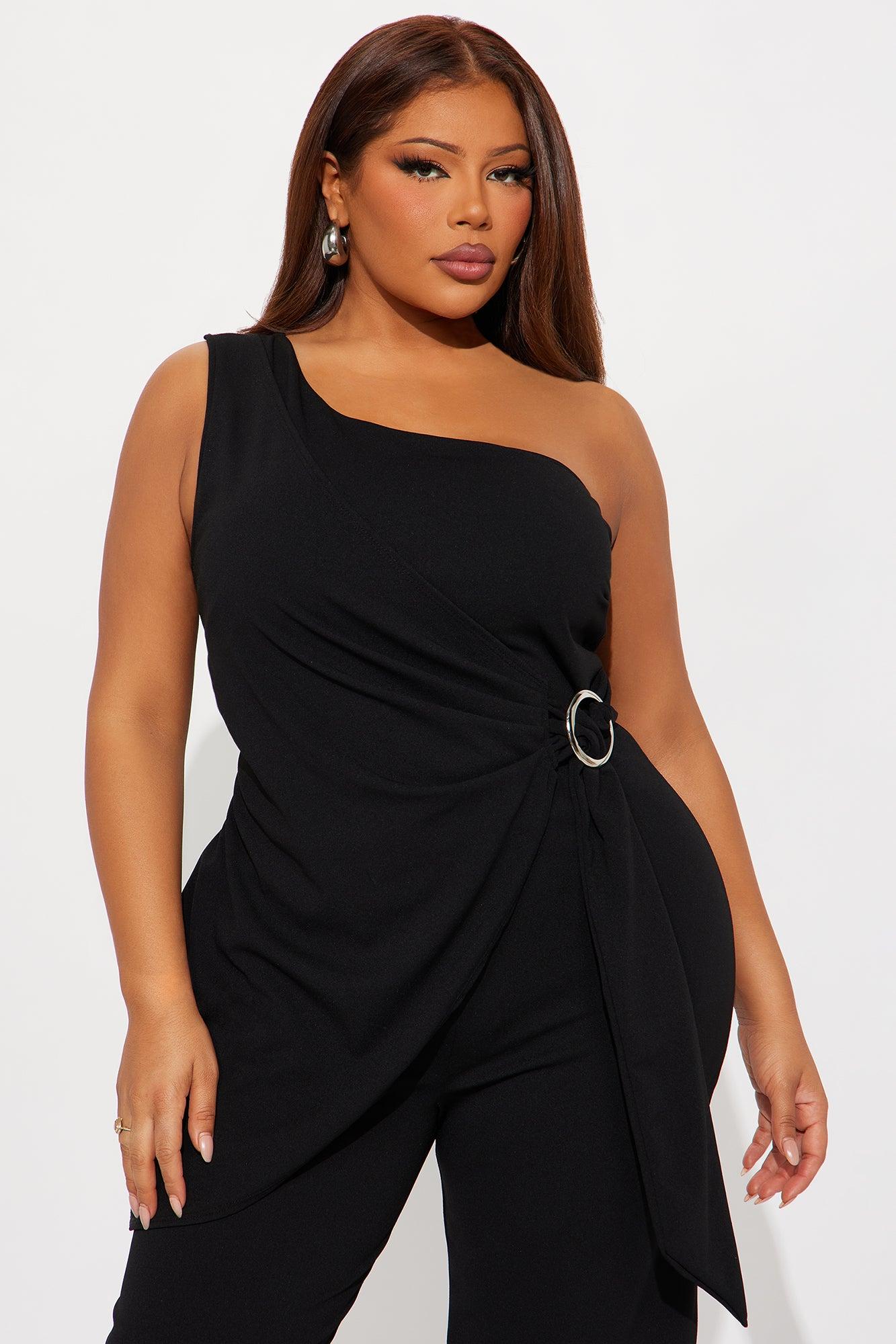 Best Intentions One Shoulder Wide Leg Jumpsuit - Black Female Product Image