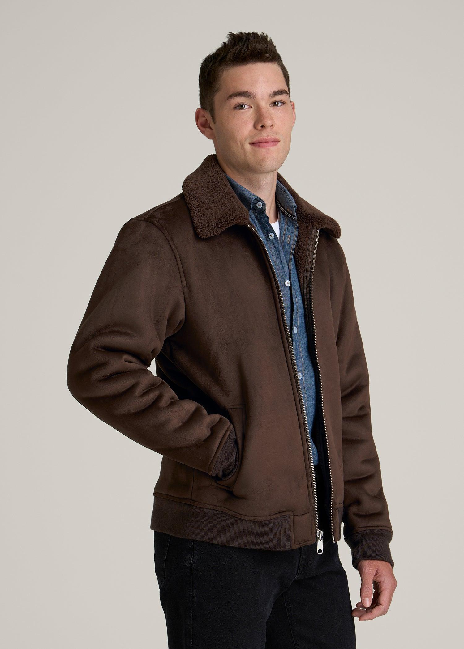 Sherpa Bomber Jacket for Tall Men in Bison Brown Male Product Image