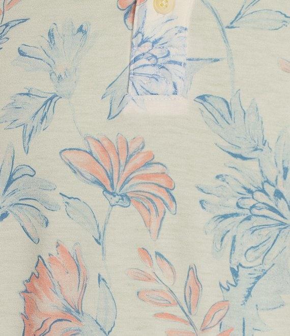 Rowm Rec + Relax Short Sleeve Petal Print Polo Shirt Product Image