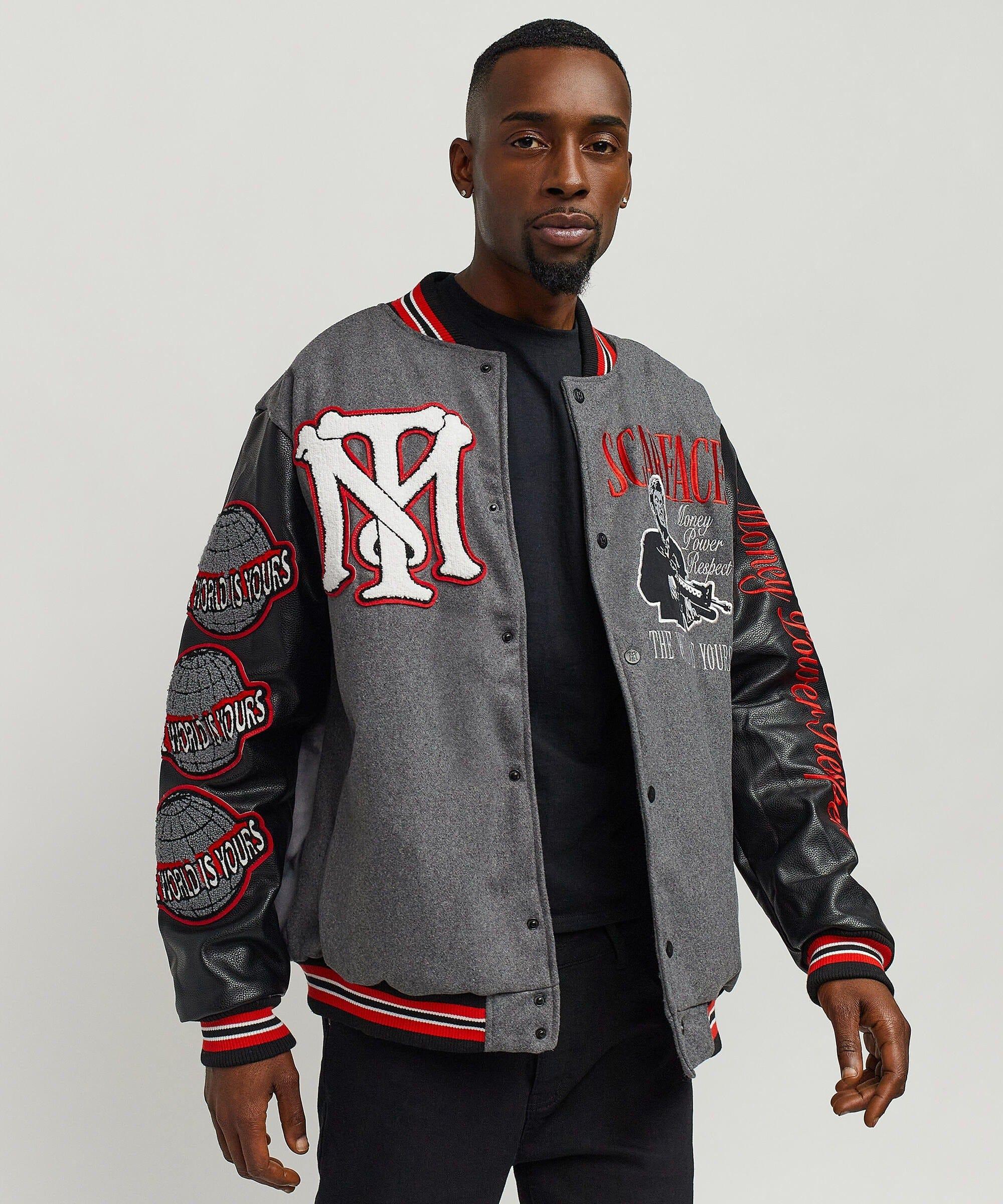 Scarface the World Varsity Jacket - Black and Grey Product Image
