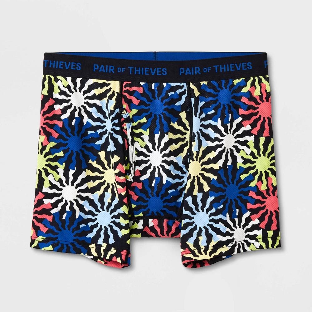 Pair of Thieves Men's Starburst Print Super Fit Boxer Briefs - Blue/White/Red M: Microfiber, Abstract Pattern Product Image