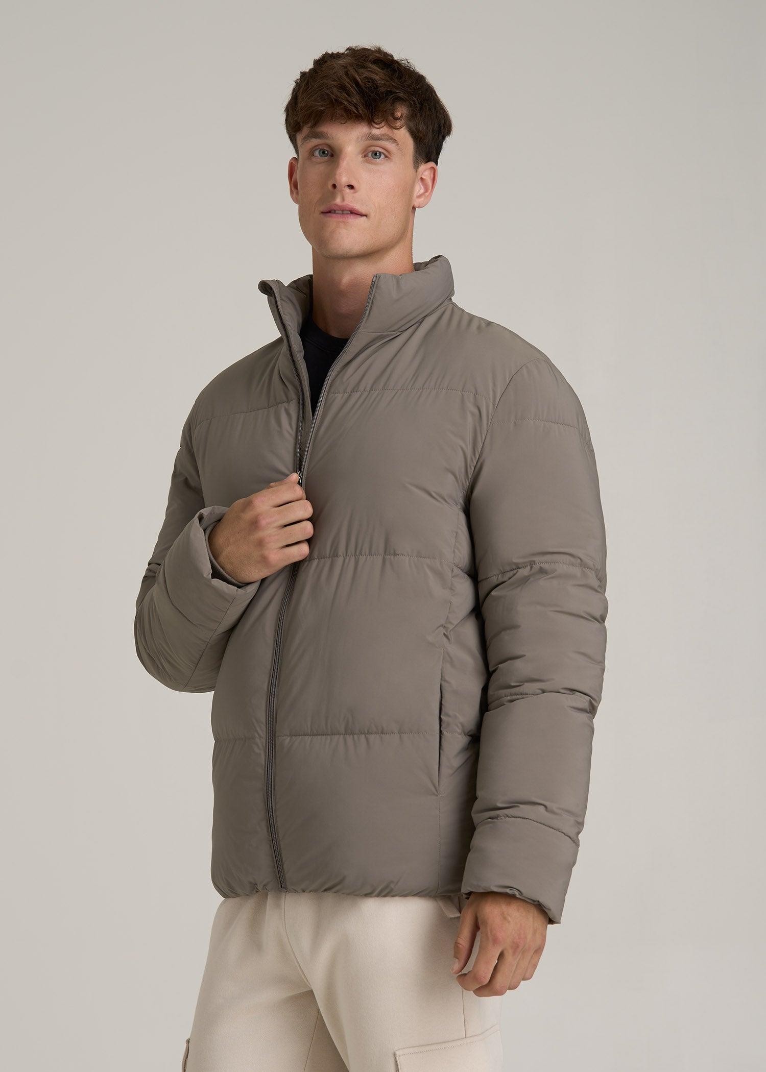 Stand Collar Puffer Coat Jacket for Tall Men in Portobello Male Product Image
