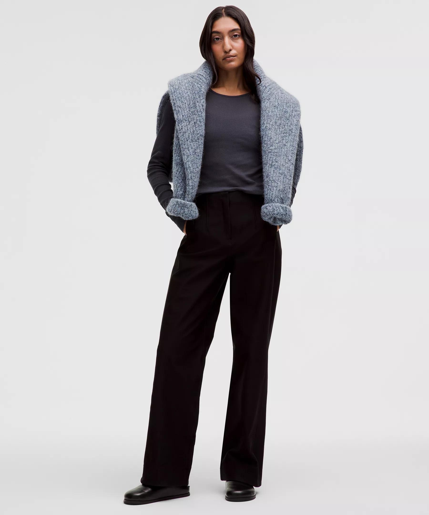 Sheer Cotton Ribbed Crewneck Long-Sleeve Shirt Product Image