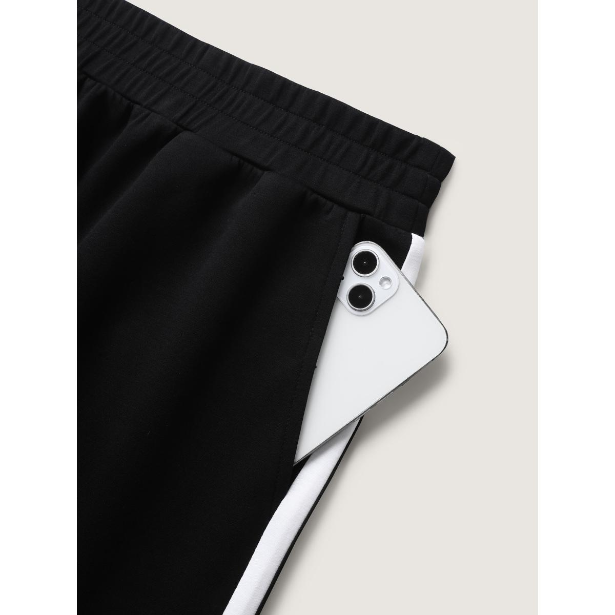 Plus Size Side Drawstring Straight-Leg Shorts Women Black Casual Drawstring Straight Leg Everyday-Casual Shorts BloomChic 10/M Product Image