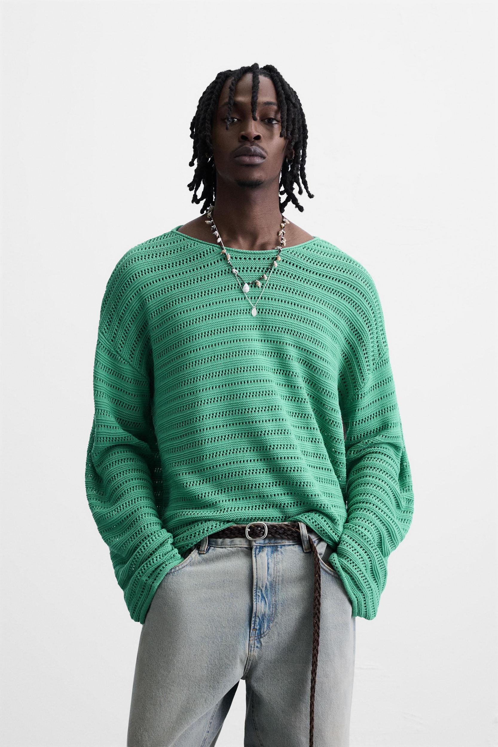 OPEN KNIT TEXTURED SWEATER Product Image