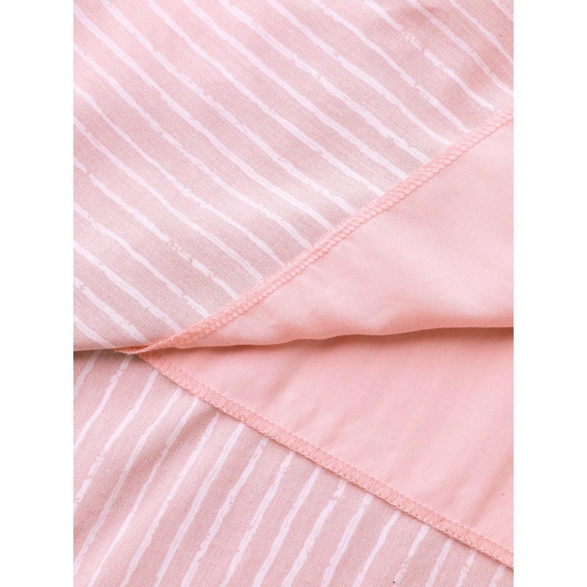 Plus Size Rayon Stripe Print Puff Sleeve A-Line Dress Lightpink Women Leisure Gathered V-neck Cap Sleeve Curvy BloomChic 26/4X Product Image