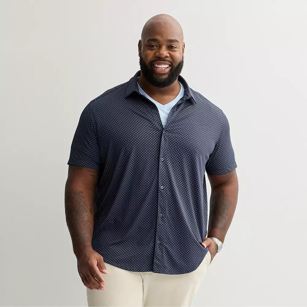 Big & Tall Apt. 9® Point Collar Button-Down Short Sleeve Shirt, Men's,  Product Image