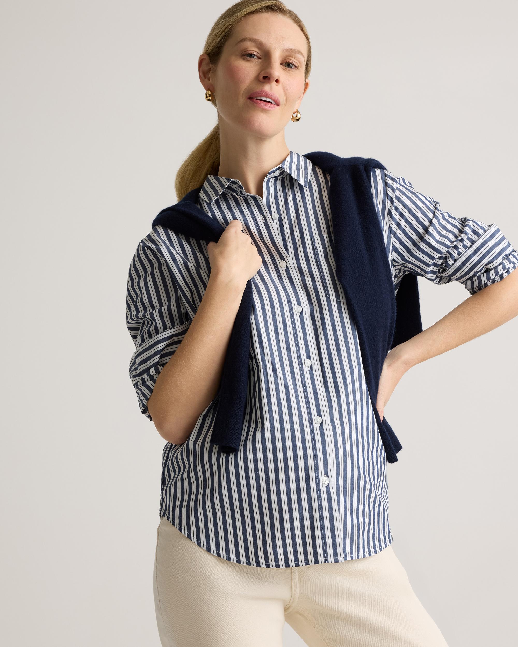 Quince | Women's Poplin Maternity Long Sleeve Shirt Size XL, Organic Cotton Product Image