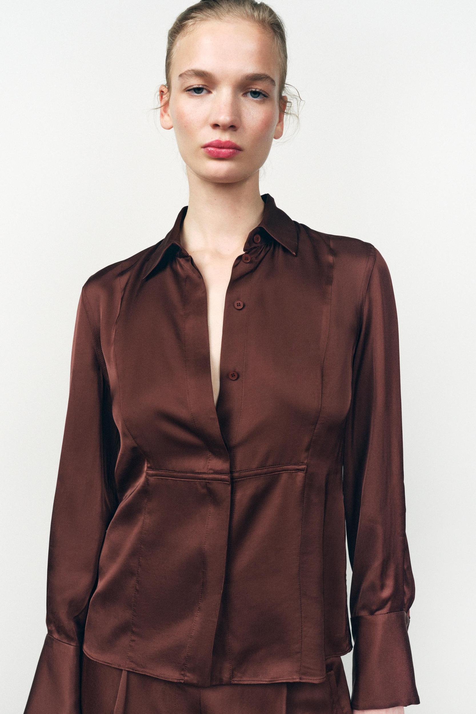 FLOWY SATIN EFFECT SHIRT Product Image