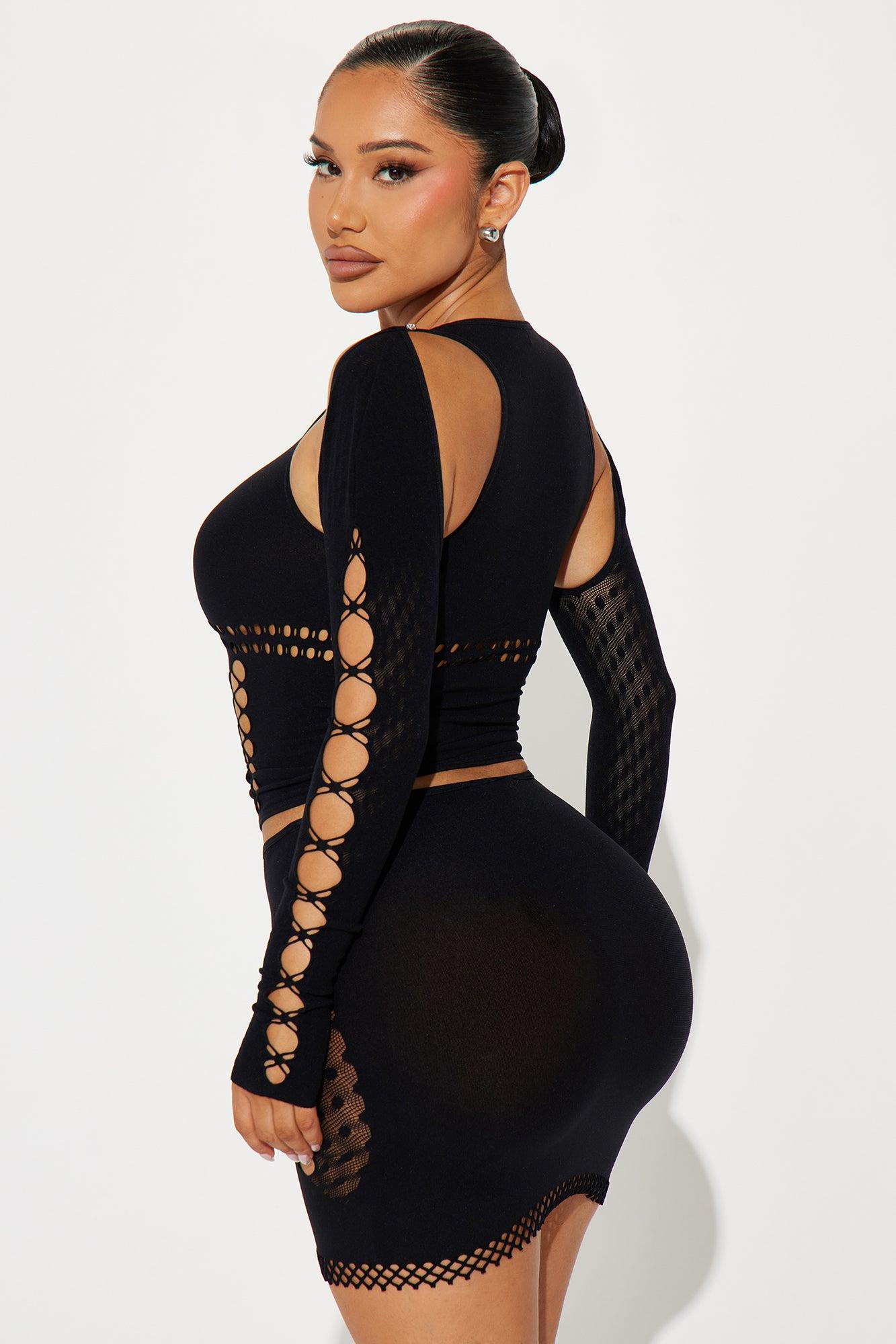 The Night Is Still Young Skirt Set - Black Product Image