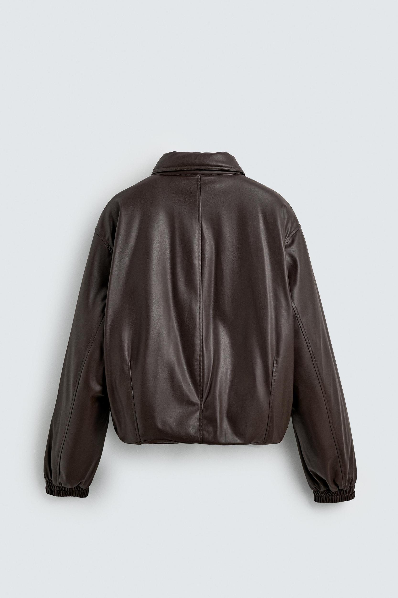 RELAXED FIT FAUX LEATHER JACKET Product Image