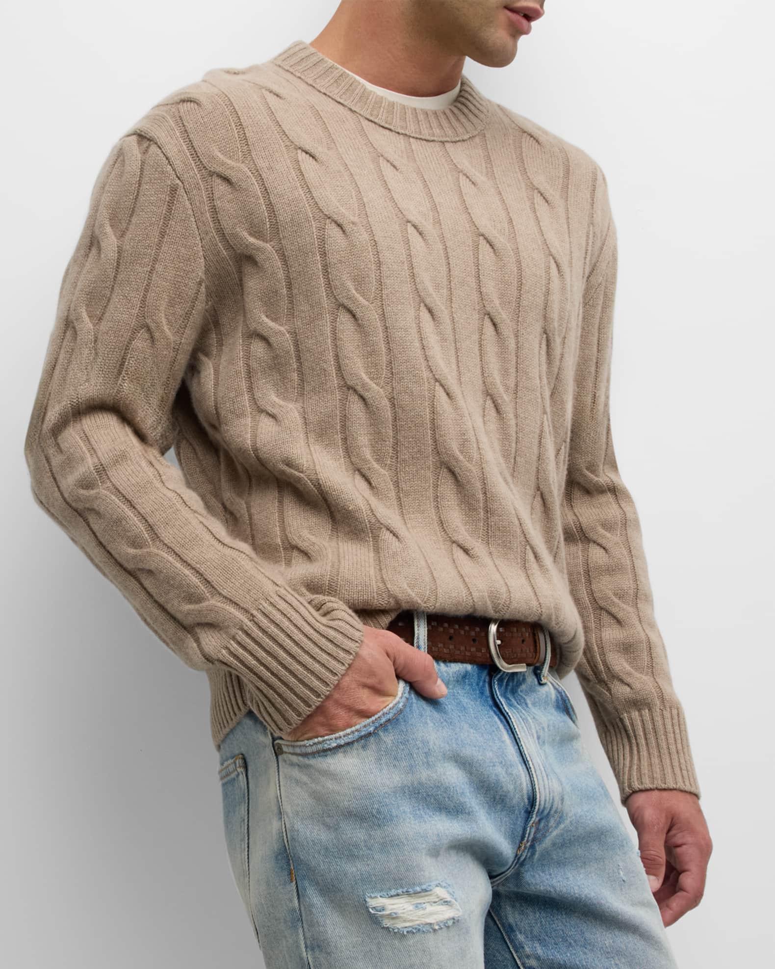 Mens Cable-Knit Cashmere Sweater Product Image