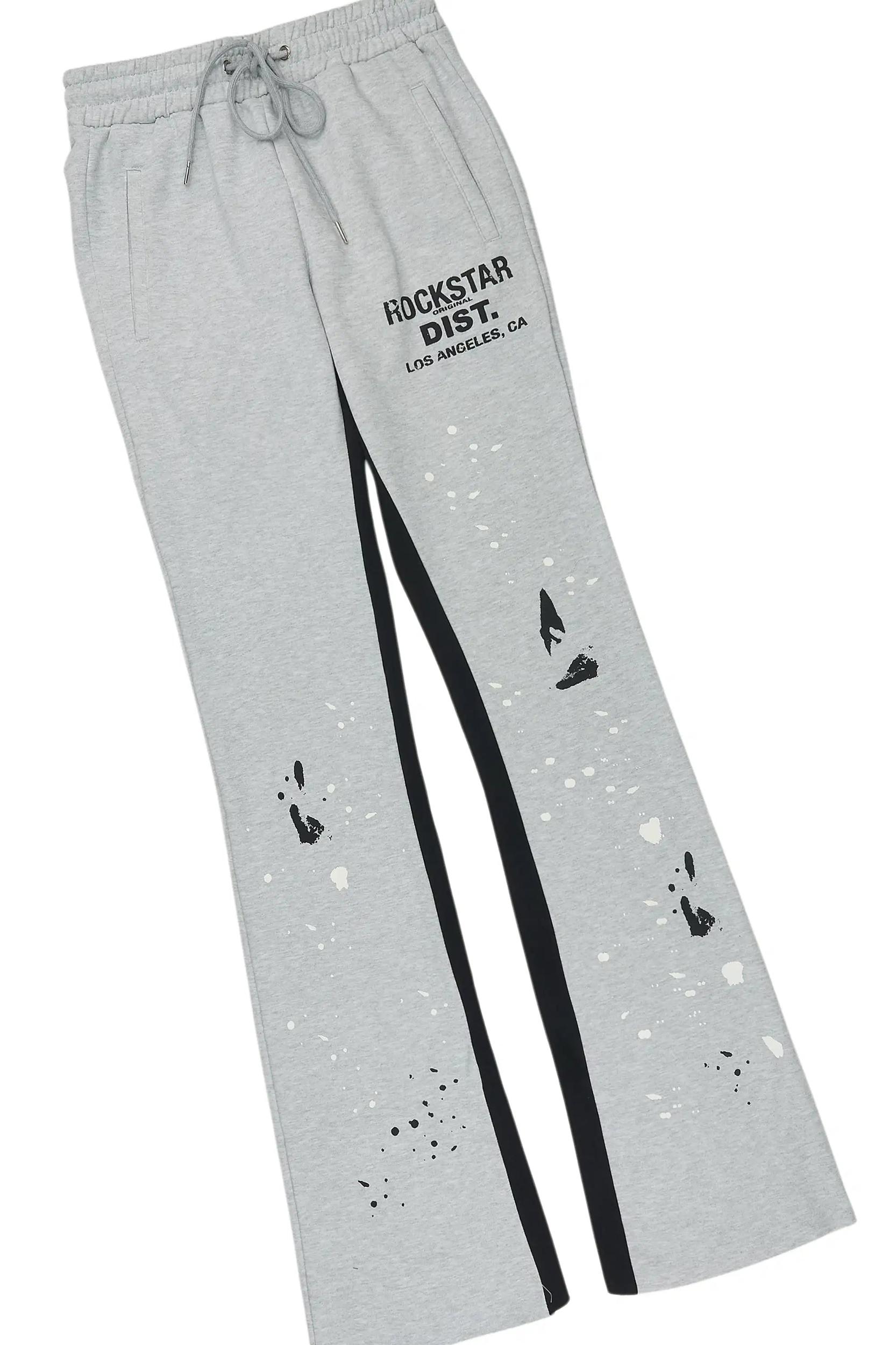 Scottie Black/Heather Grey T-Shirt/Stacked Flare Track Pant Set Male Product Image