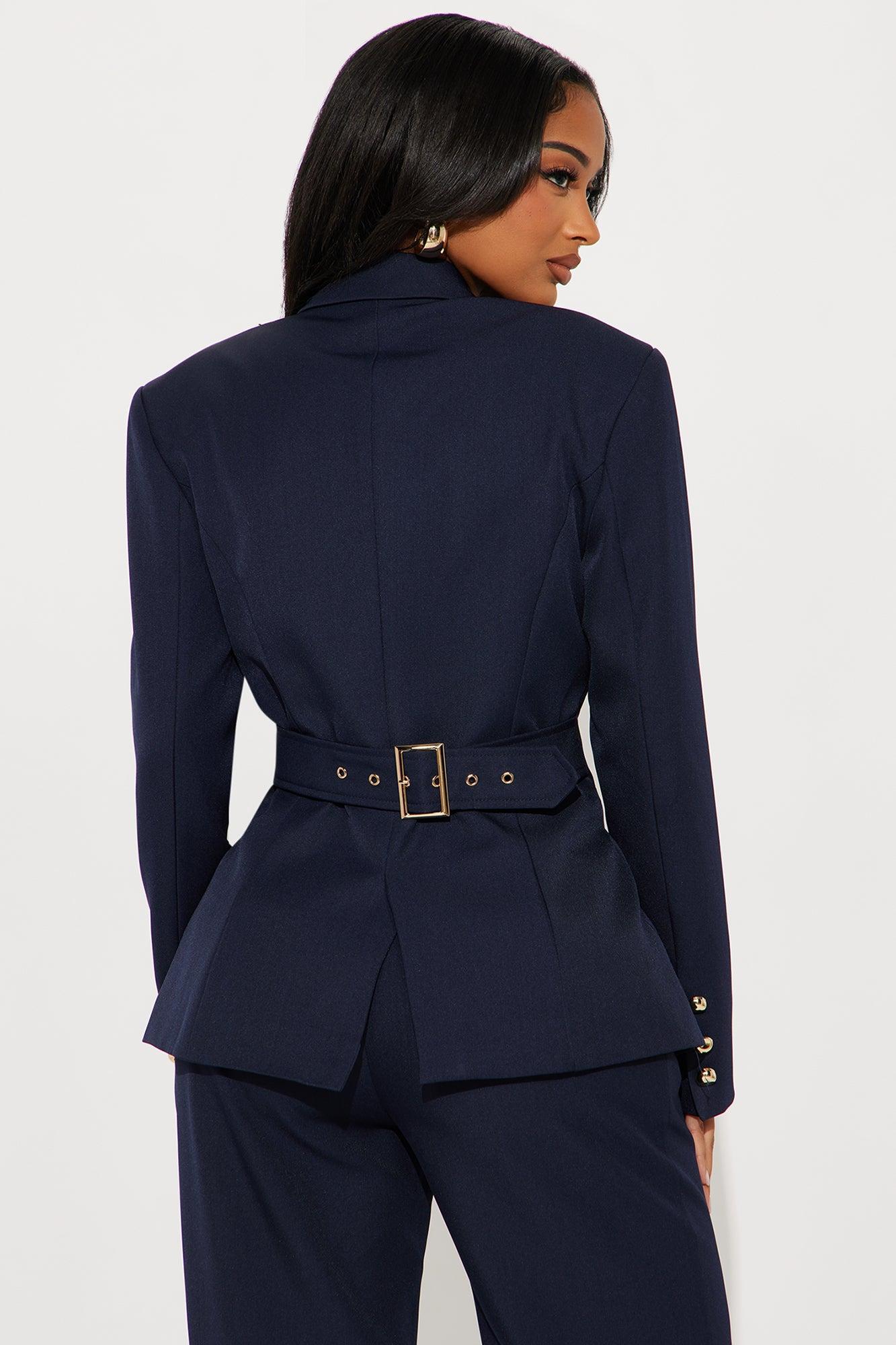I Rest My Case Fitted Waist Blazer Set - Navy Product Image