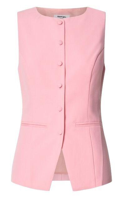 Desi Top - Longline Crew Neck Vest Top in Pale Pink Product Image