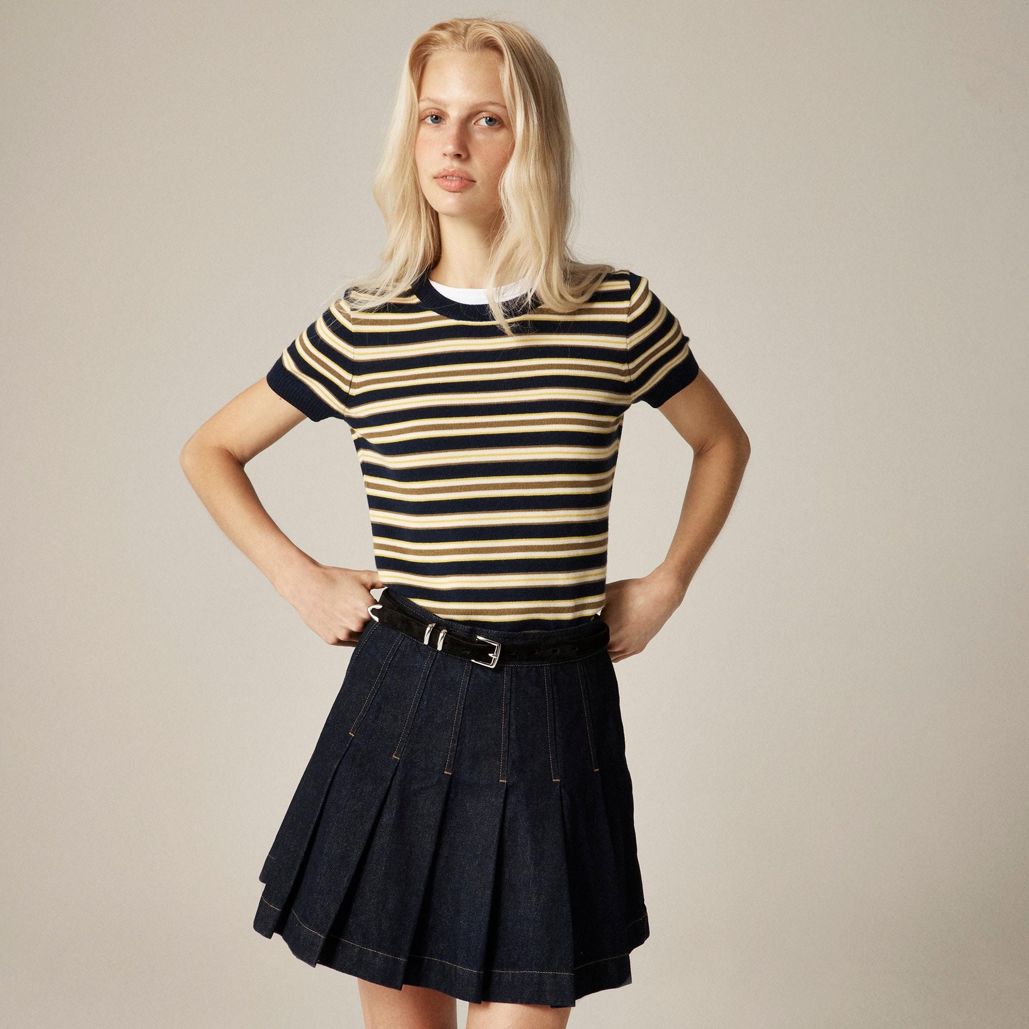 Carolyn sweater-tee in striped merino wool Product Image