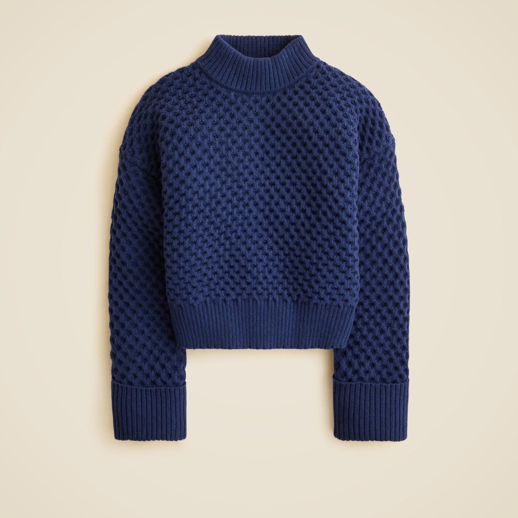 Honeycomb mockneck sweater in wool blend Product Image