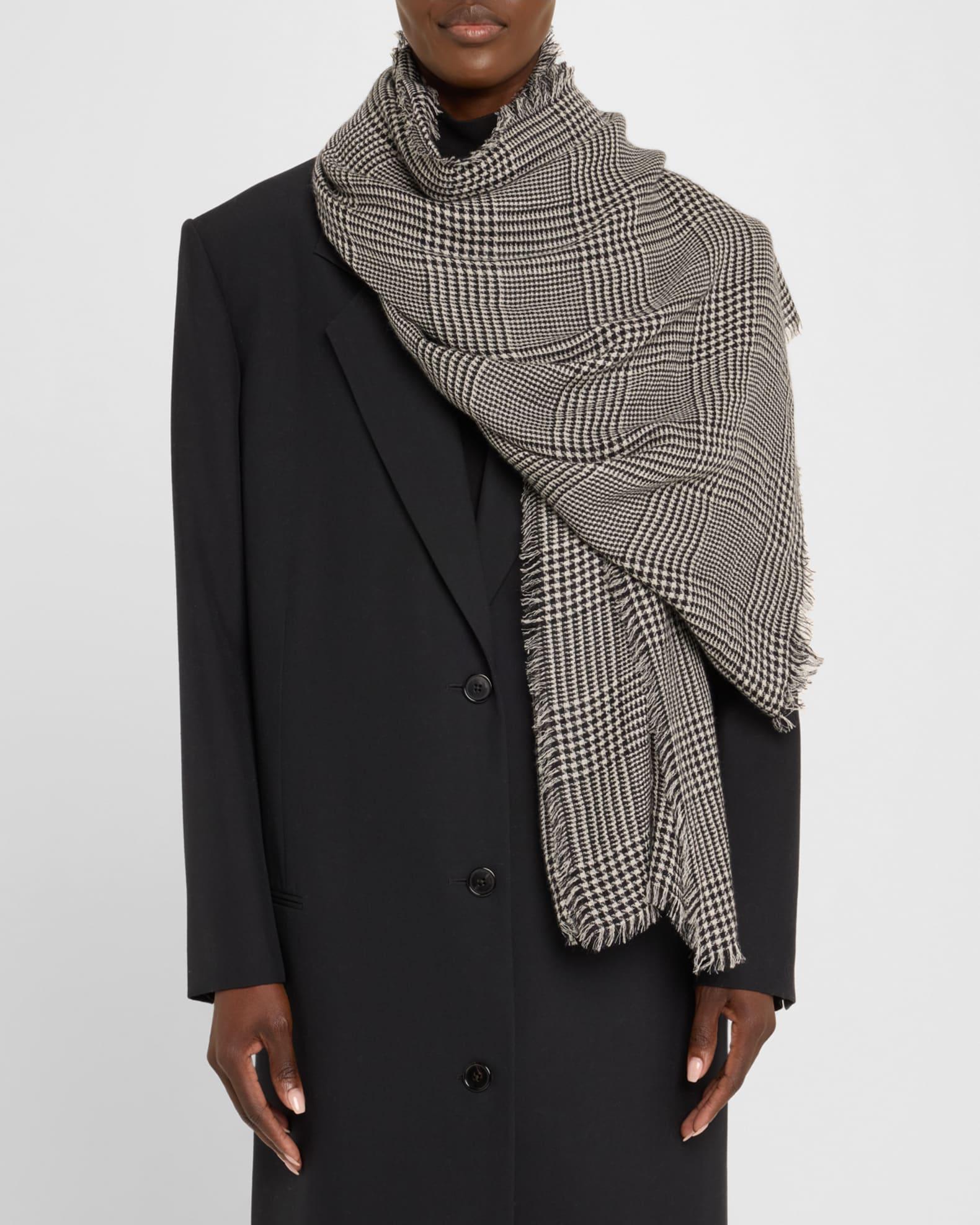 Houndstooth-Print Cashmere Scarf Product Image