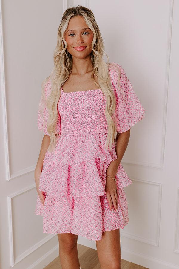 Affectionate Allure Tiered Mini Dress in Pink Product Image