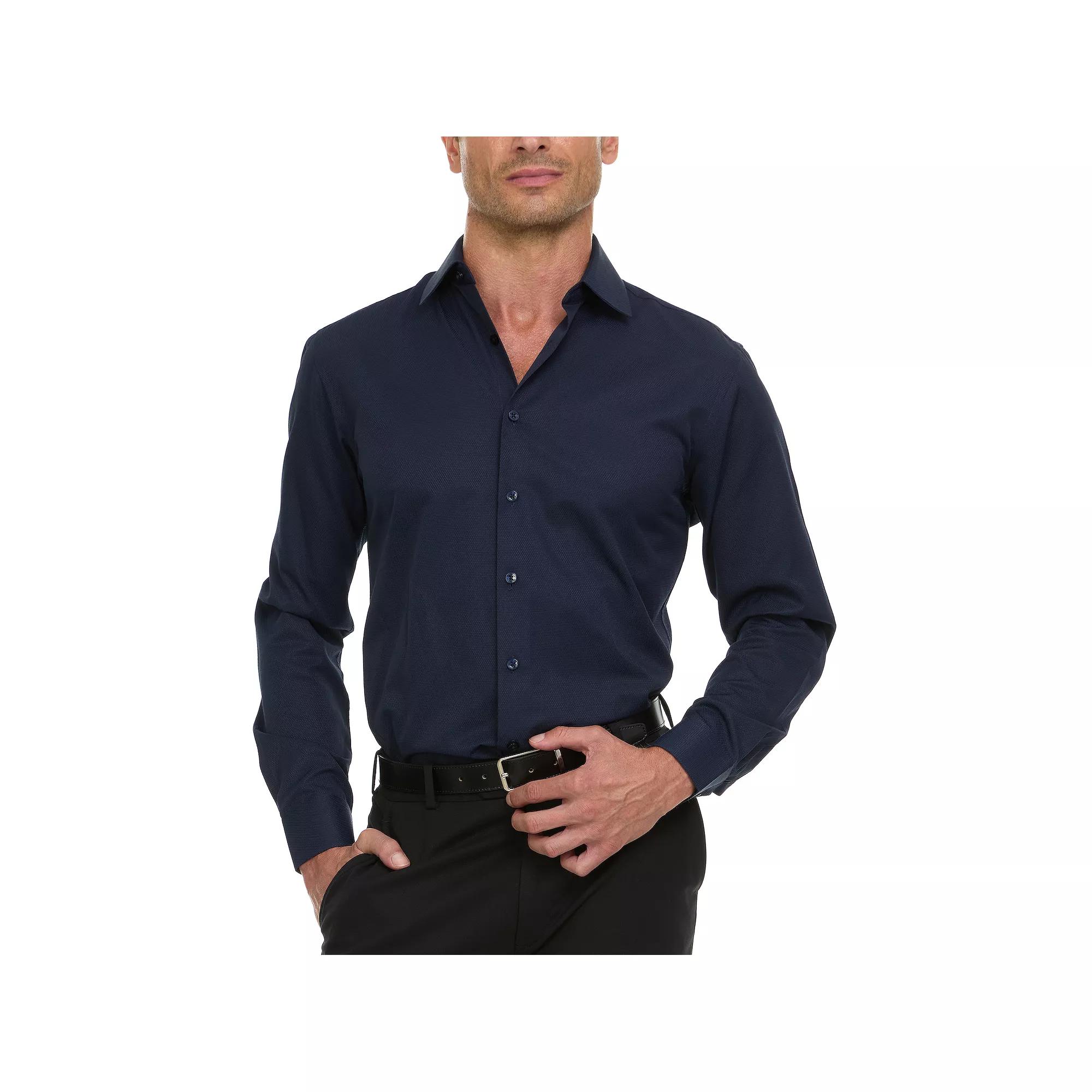 Men's Ben Sherman Slim-Fit Dress Shirt, Size: Medium-34/35, Blue Teardrop Dobby Product Image
