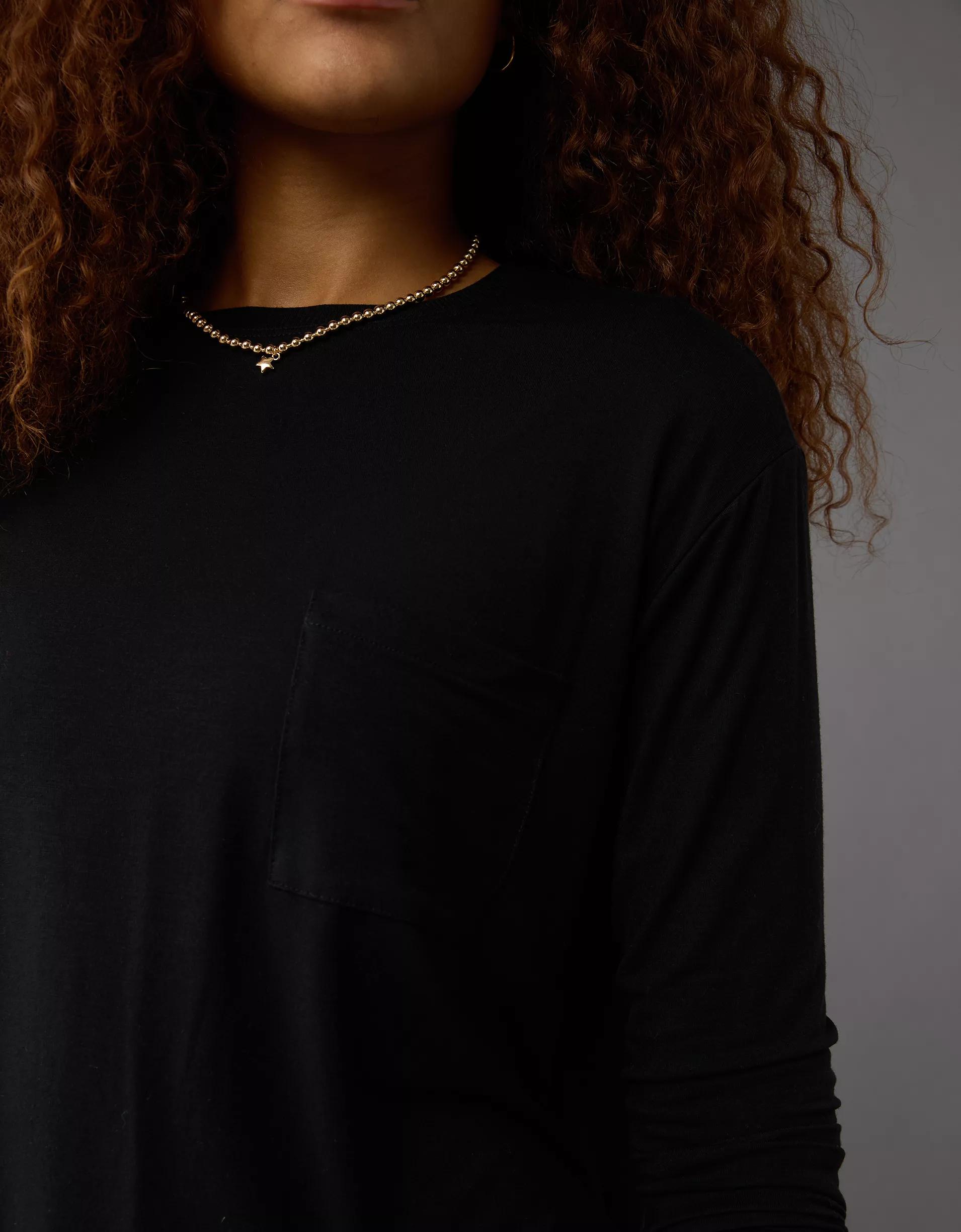 AE Soft & Sexy Long-Sleeve Pocket T-Shirt Product Image