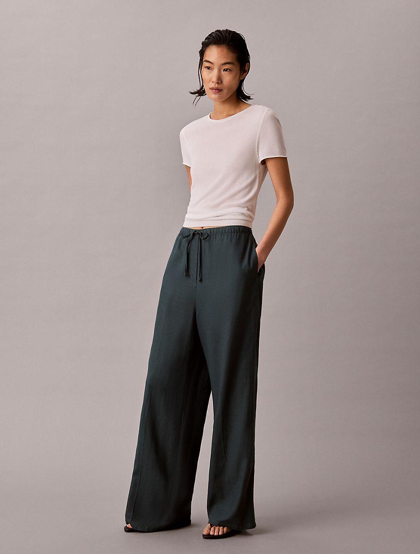 Linen Blend Wide Leg Pants Product Image
