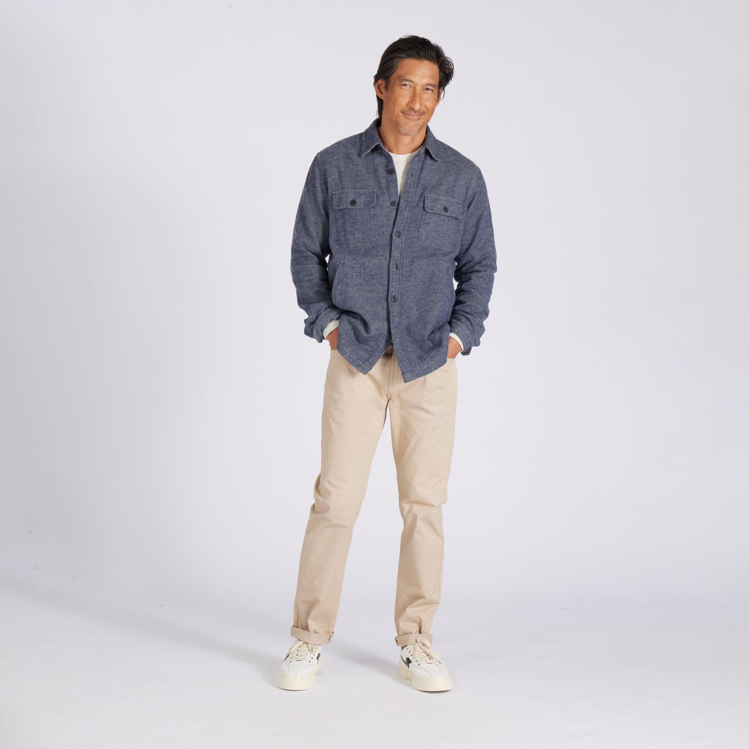 Flannel Twill Shirt Jacket - Sky Captain Product Image