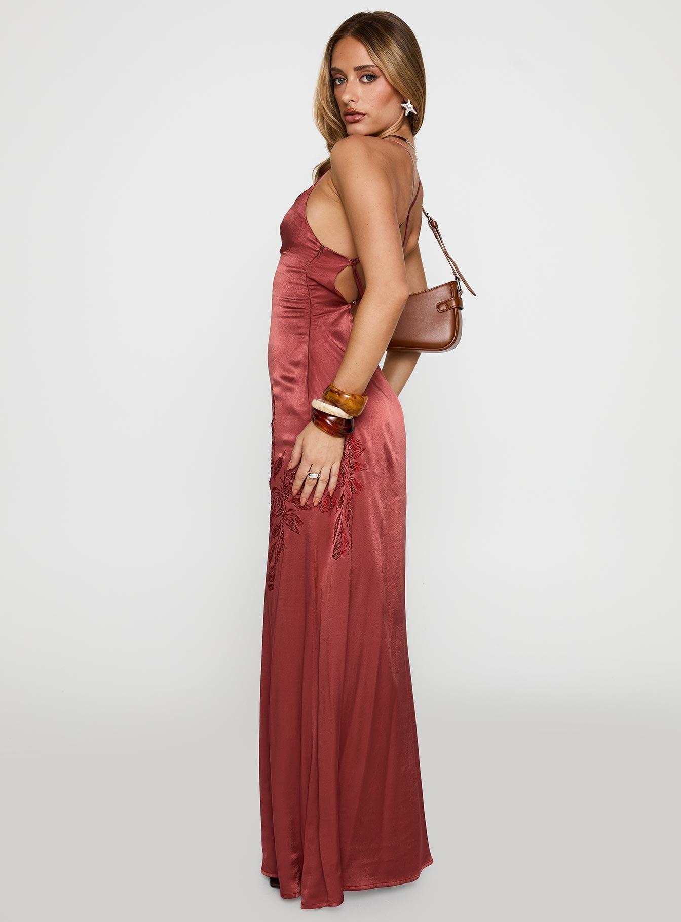 Catch You Up Beaded Maxi Dress Red Product Image