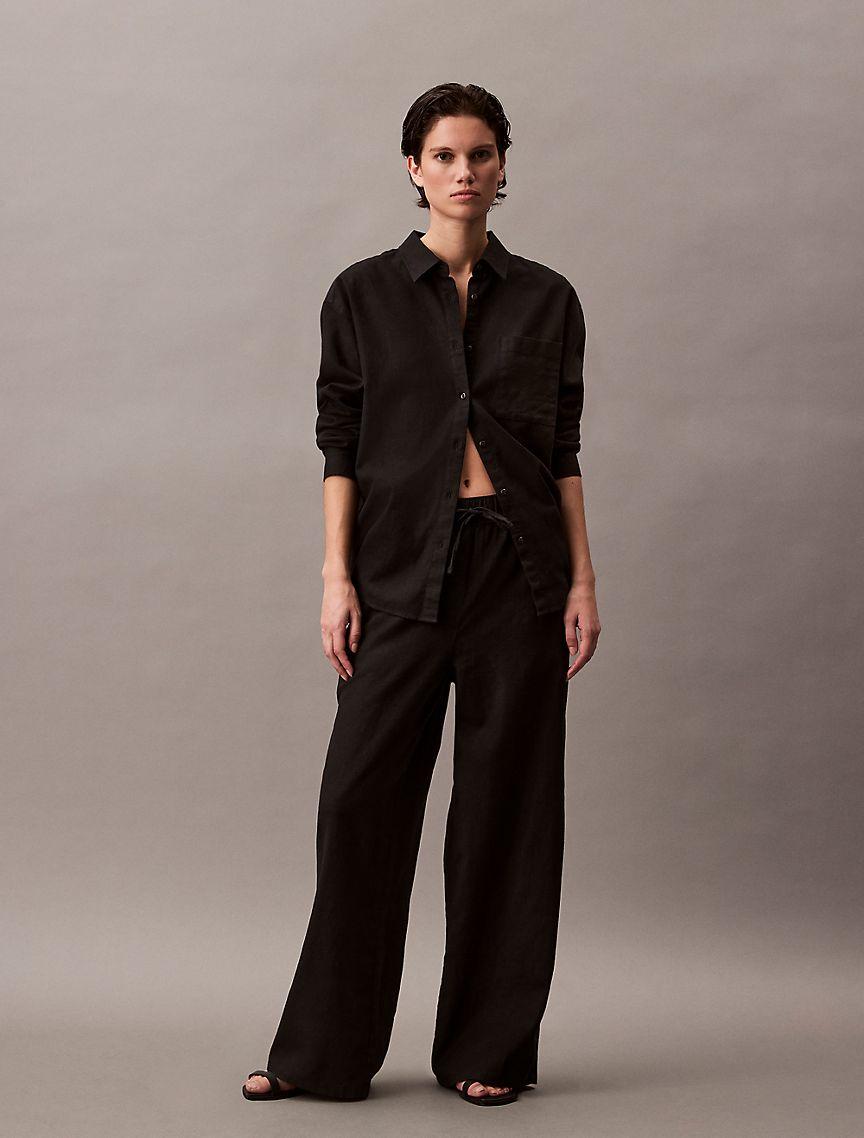 Linen Cotton Pull-On Pants Product Image