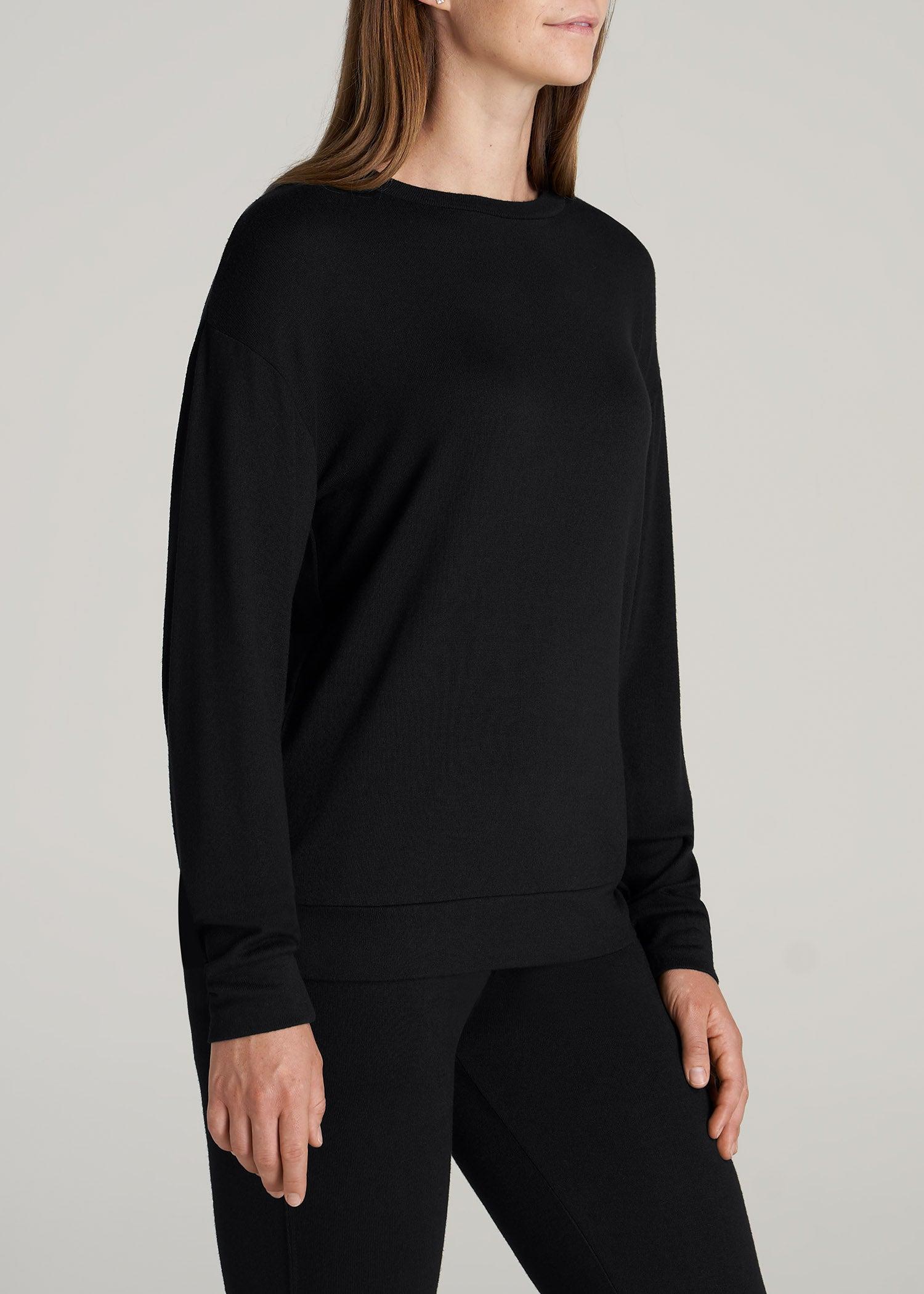 Cozy Lounge Crewneck for Tall Women in Black Female Product Image