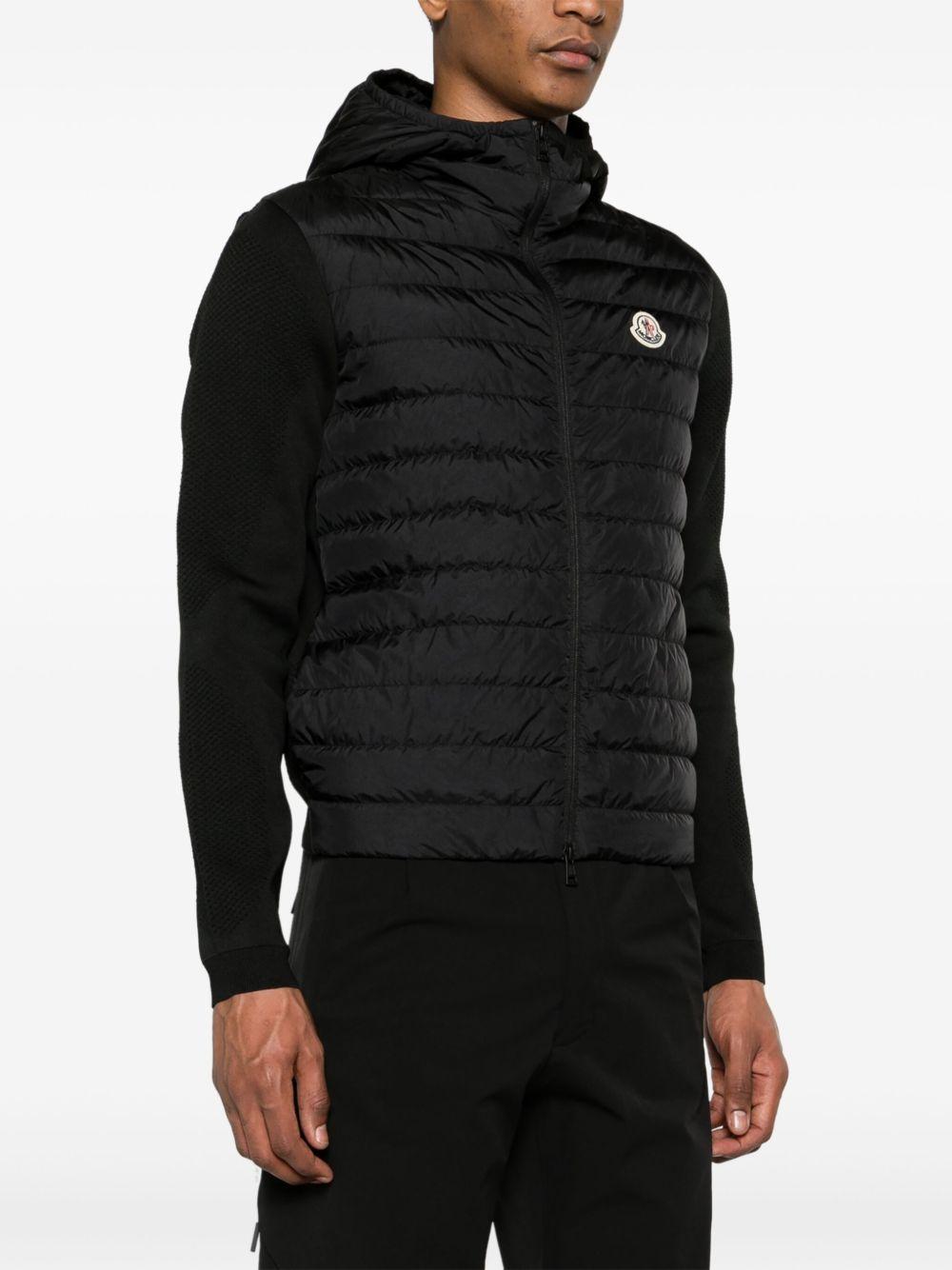 knitted-panels hooded puffer jacket Product Image
