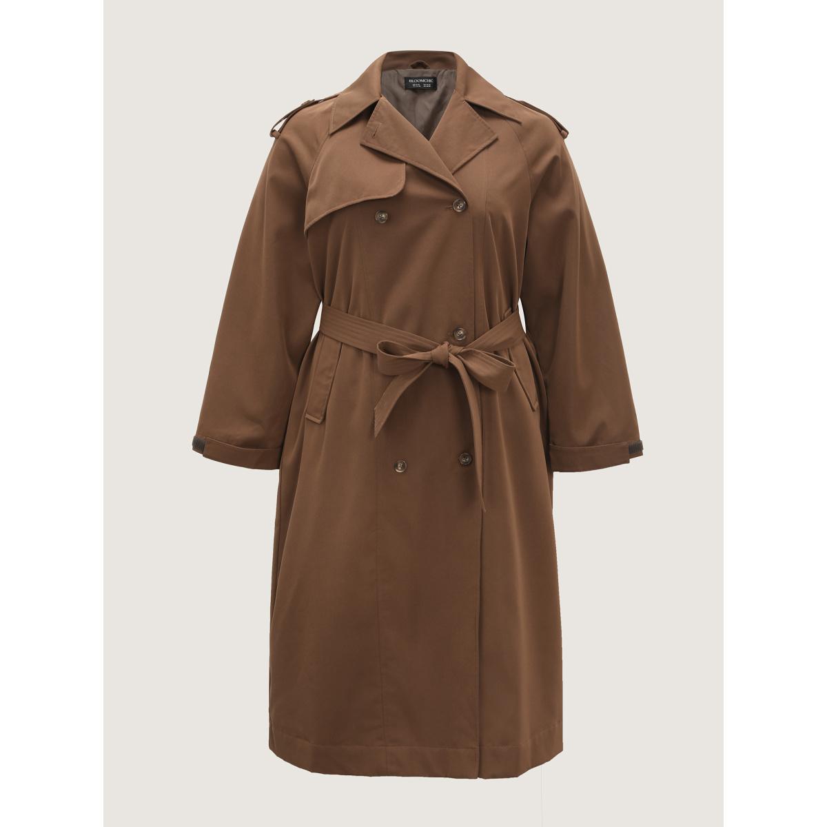 Plus Size Women Elegant No stretch Button cuff sleeve Extra Long Sleeve Shirt collar 28/5X Slanted pocket Belt Quilted Jackets BloomChic Product Image