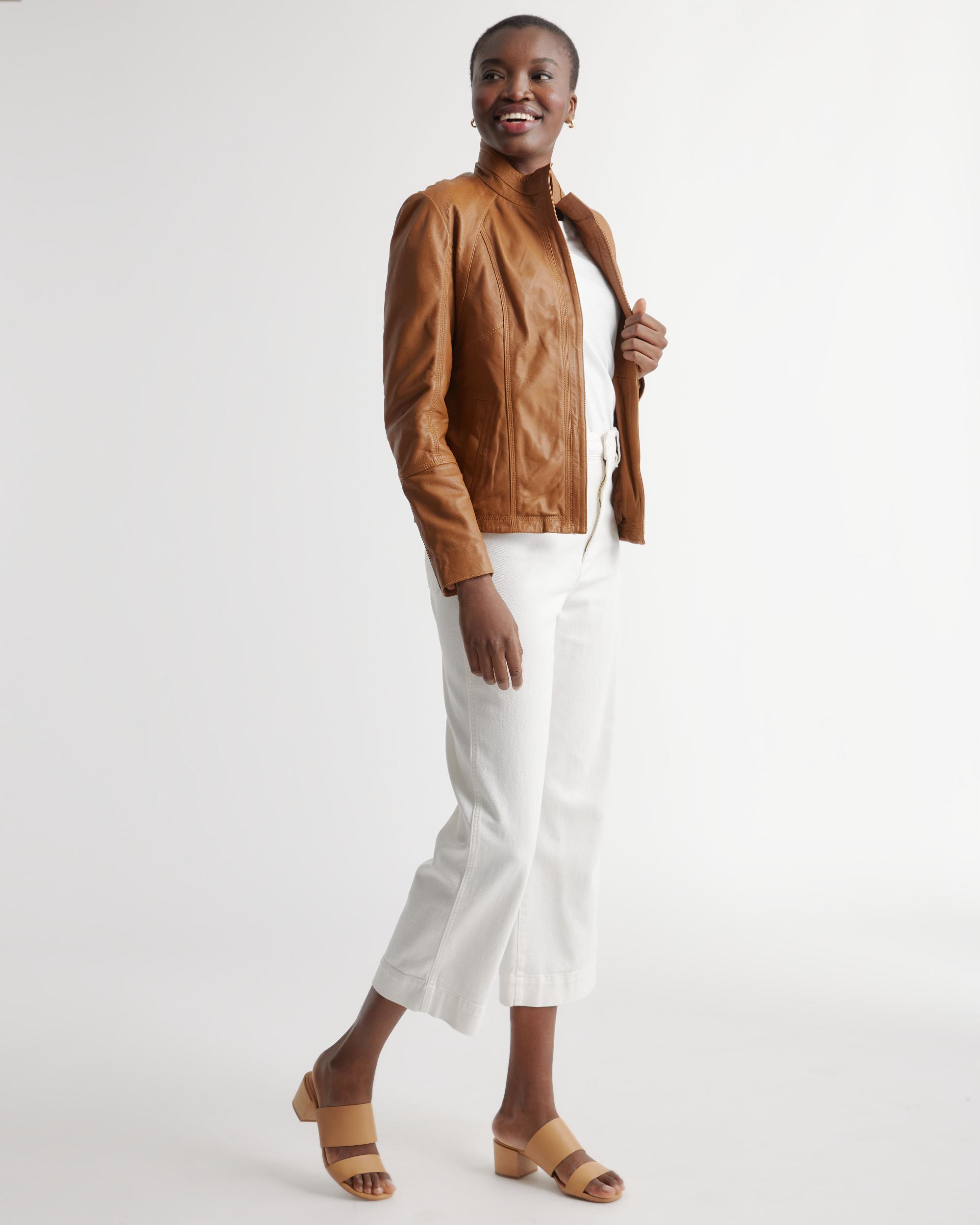 Quince | Women's Stand-Collar Jacket Size XS, Leather Product Image