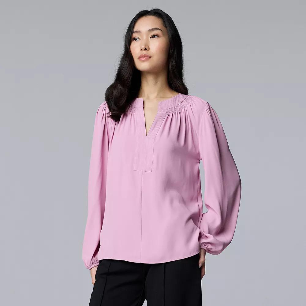 Women's Simply Vera Vera Wang Smocked Neck Blouse,  Product Image