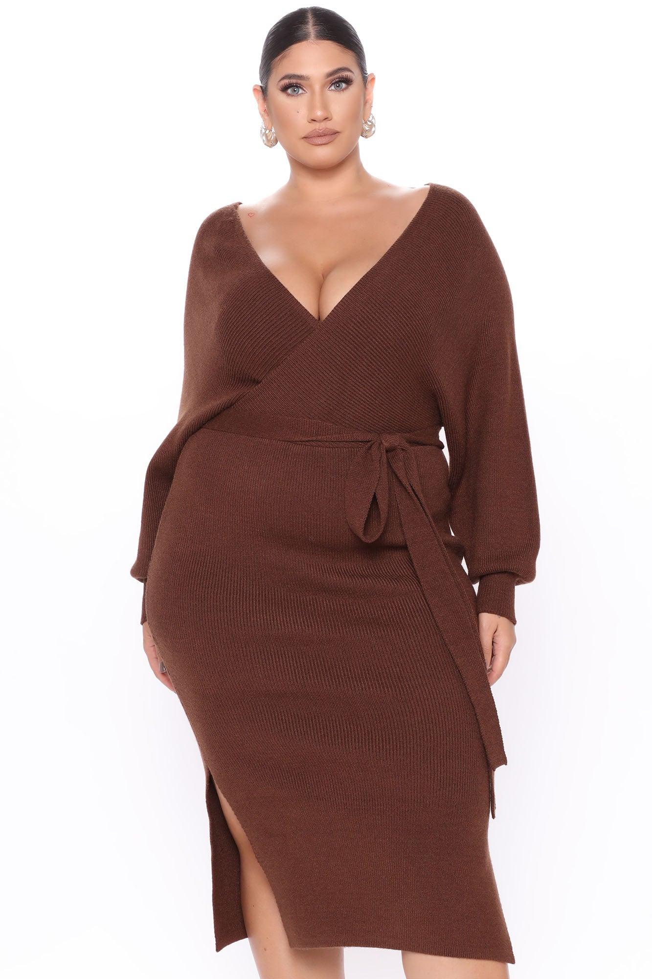 Mona Sweater Midi Dress - Chocolate Female Product Image