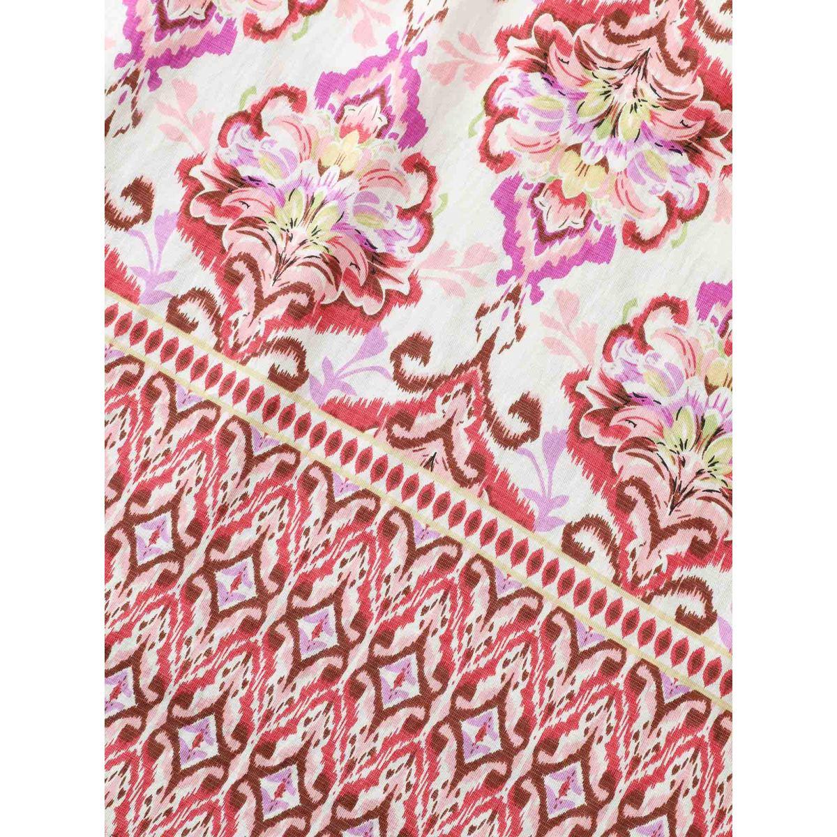 Plus Size Ornate Print Surplice Pockets Maxi Dress Beanpastepowder Women Overlap Collar Short sleeve Curvy BloomChic 12/L Product Image