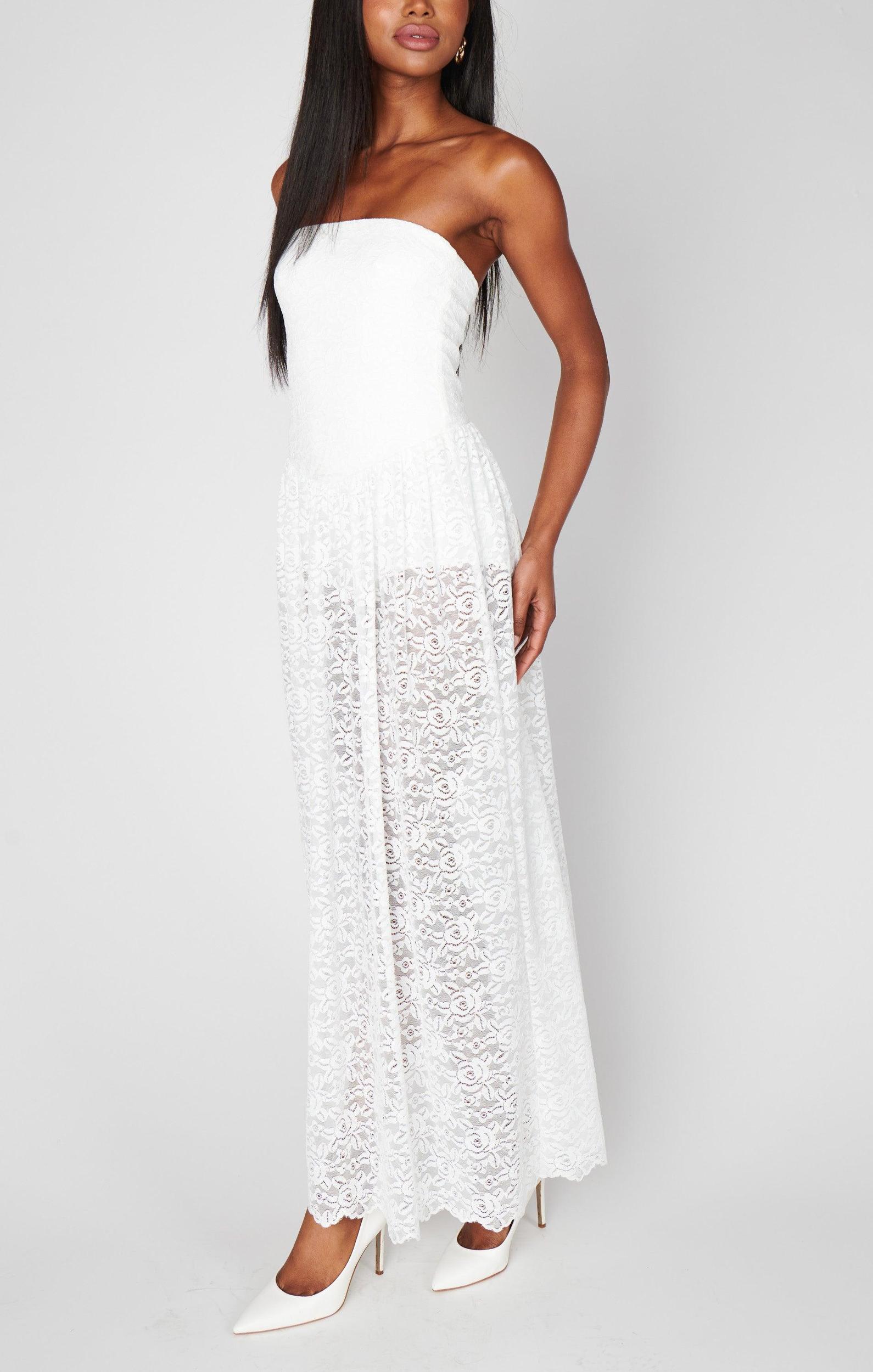 Diana Drop Waist Dress ~ White Lovely Lace Product Image