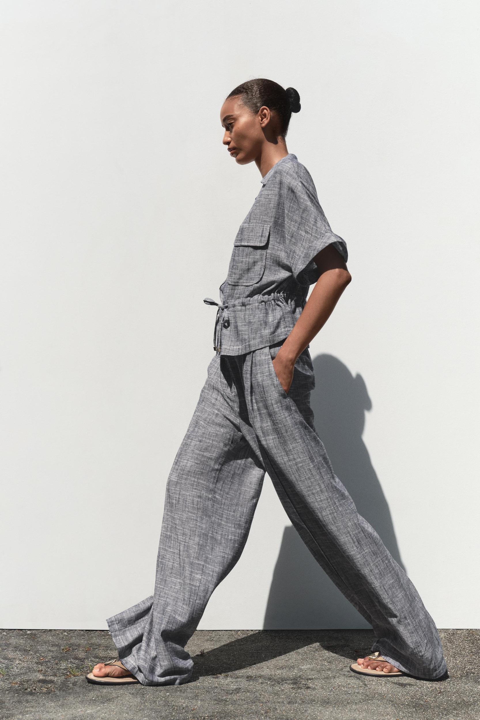 WIDE LEG LINEN PANTS Product Image