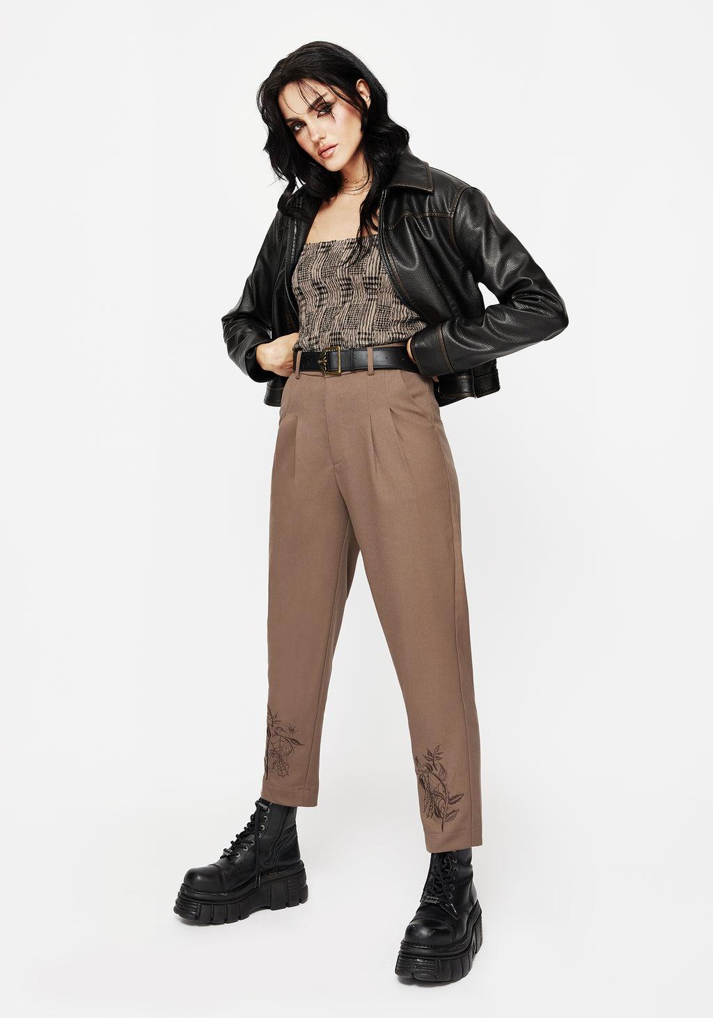 Hazel Embroidered Slim Tailored Trousers Product Image